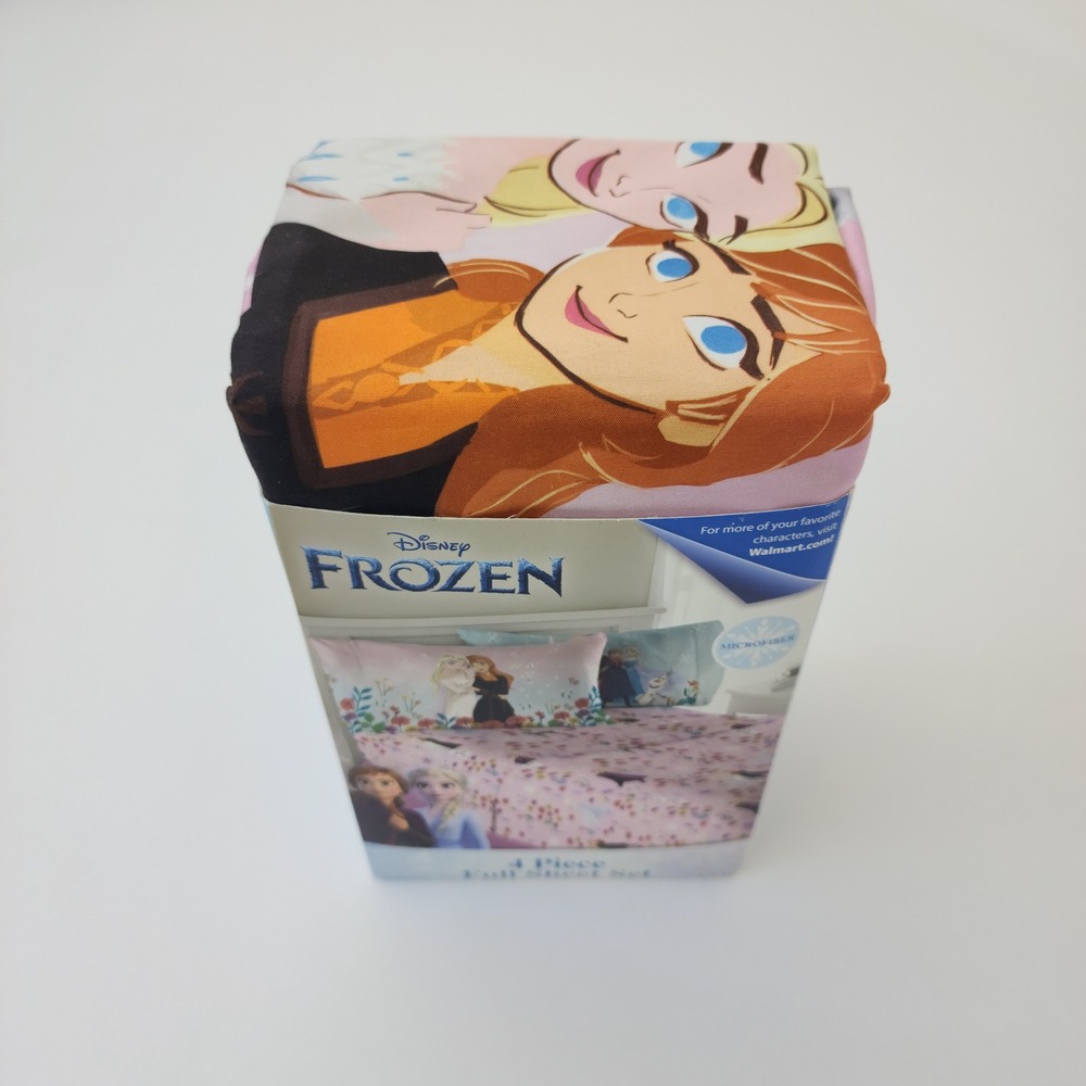 Disney Frozen 4 Piece Full Sheet Set Anna Elsa Olaf Enchanted Spirits Microfiber